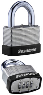 436L<p>Sesamee Padlock - Laminated Steel, Dial Combination, Boxed<p>